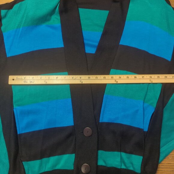 Vintage Felicity Barbara Lesser Women's Size S Stripe Batwing Cardigan Sweater - Picture 9 of 16